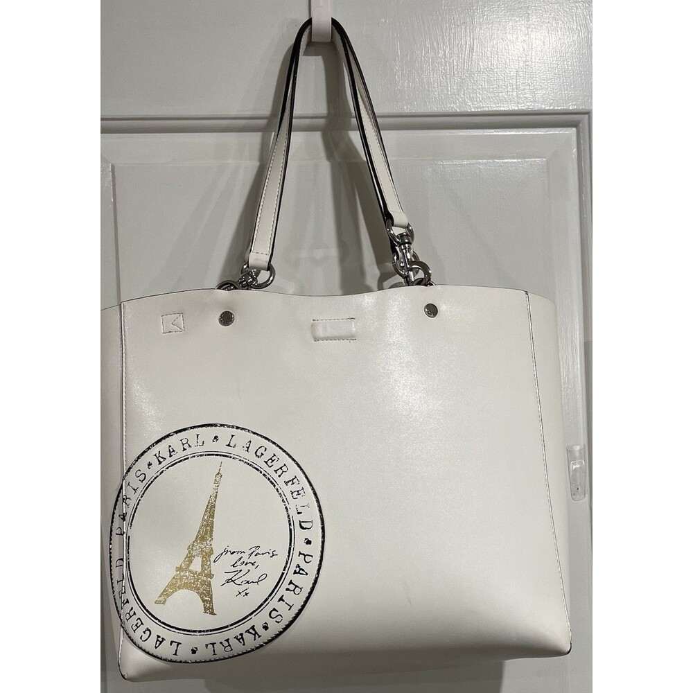 Karl Lagerfeld White Leather purse With 2 Extra Bags